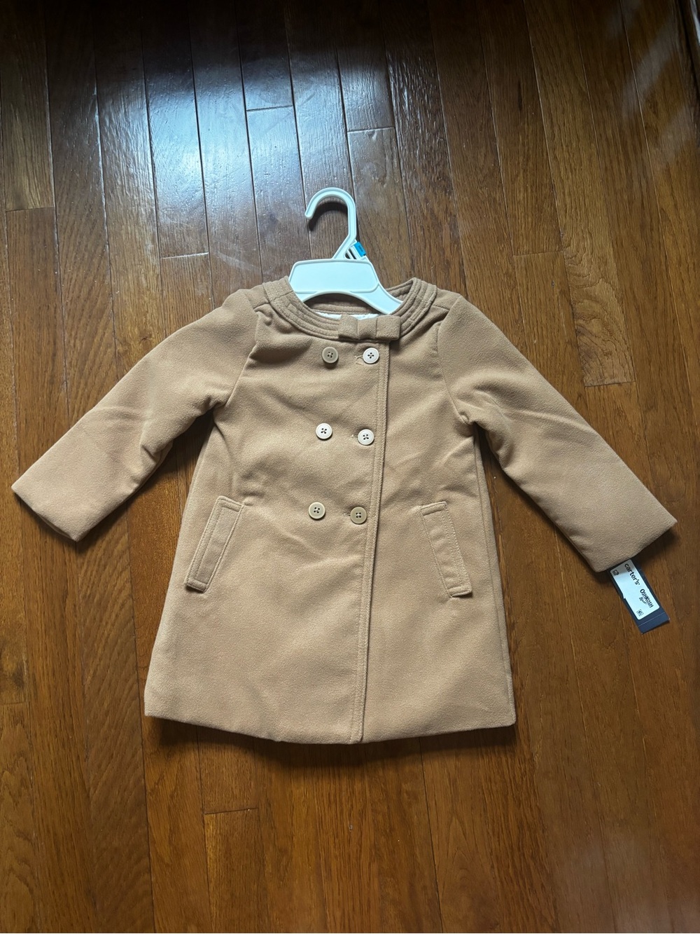 OshKosh B'gosh Girls' Camel Double-Breasted Pea Coat